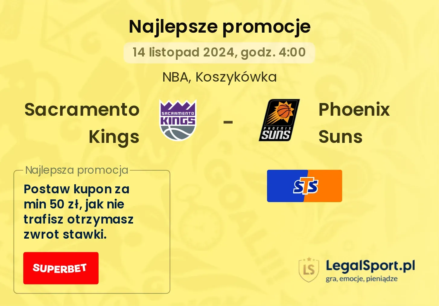 Sacramento Kings - Phoenix Suns promocje bonusy na mecz