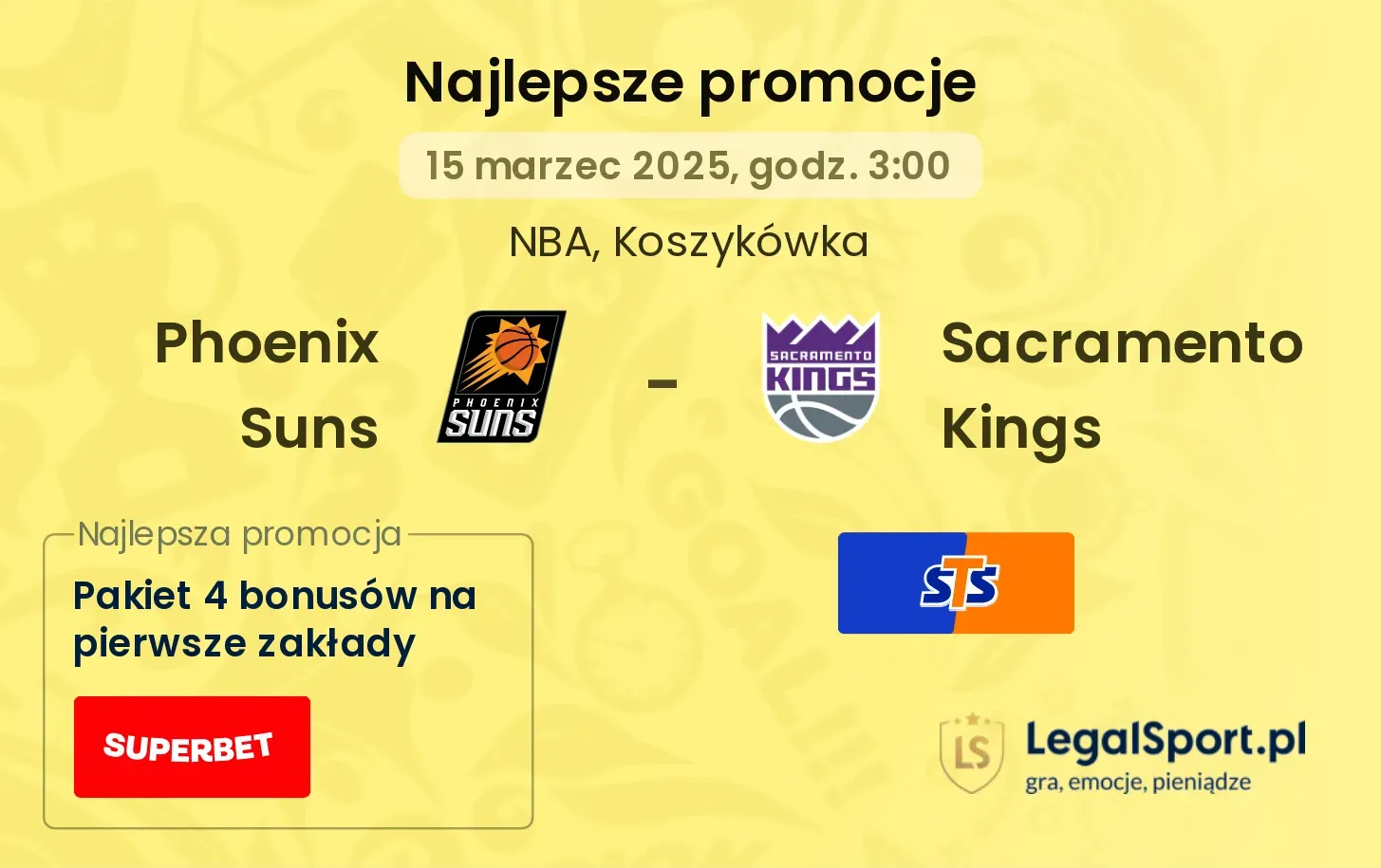 Phoenix Suns - Sacramento Kings promocje u bukmacherów