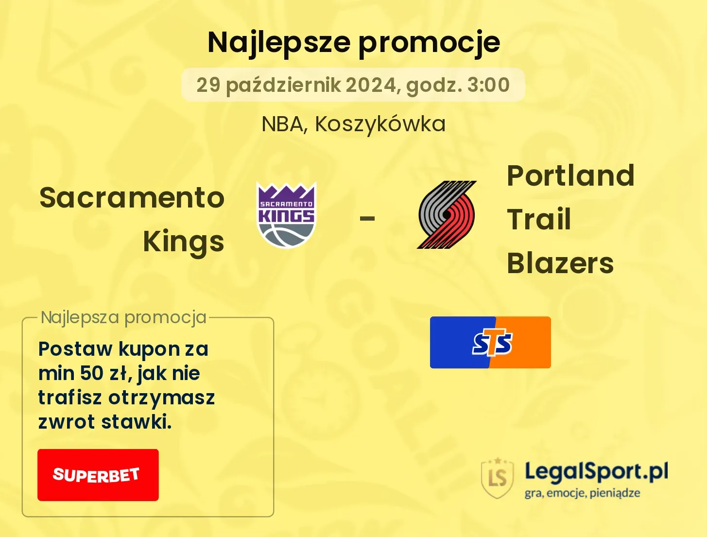 Sacramento Kings - Portland Trail Blazers promocje bonusy na mecz