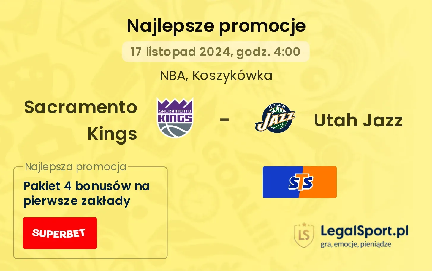 Sacramento Kings - Utah Jazz promocje bonusy na mecz