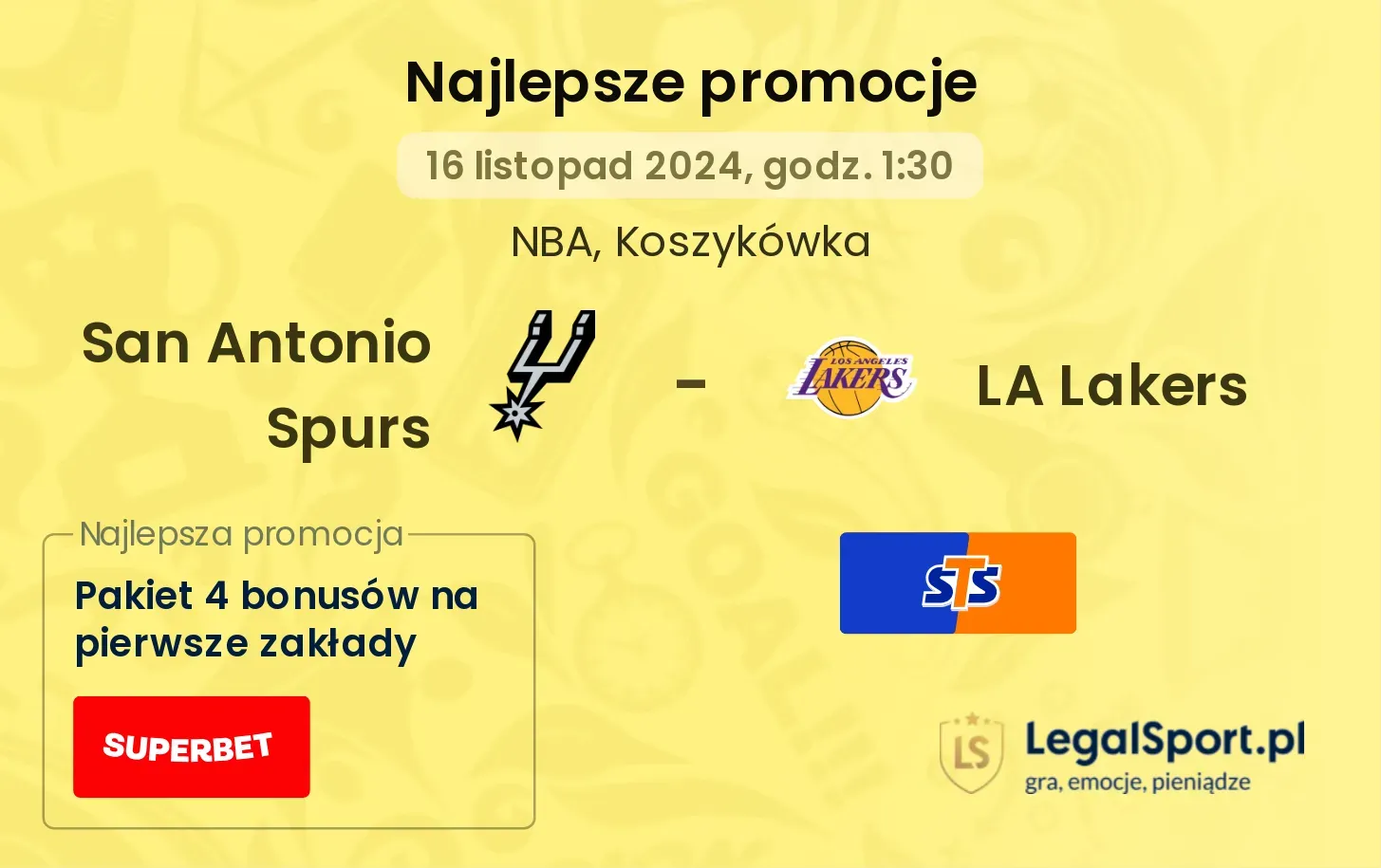 San Antonio Spurs - LA Lakers promocje bonusy na mecz