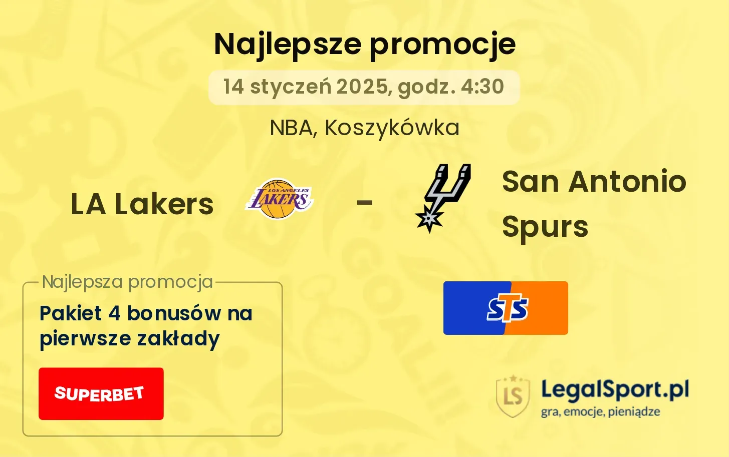 LA Lakers - San Antonio Spurs promocje bukmacherskie