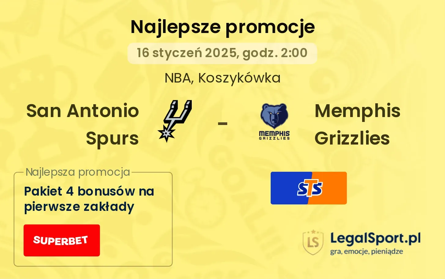 San Antonio Spurs - Memphis Grizzlies promocje bonusy na mecz