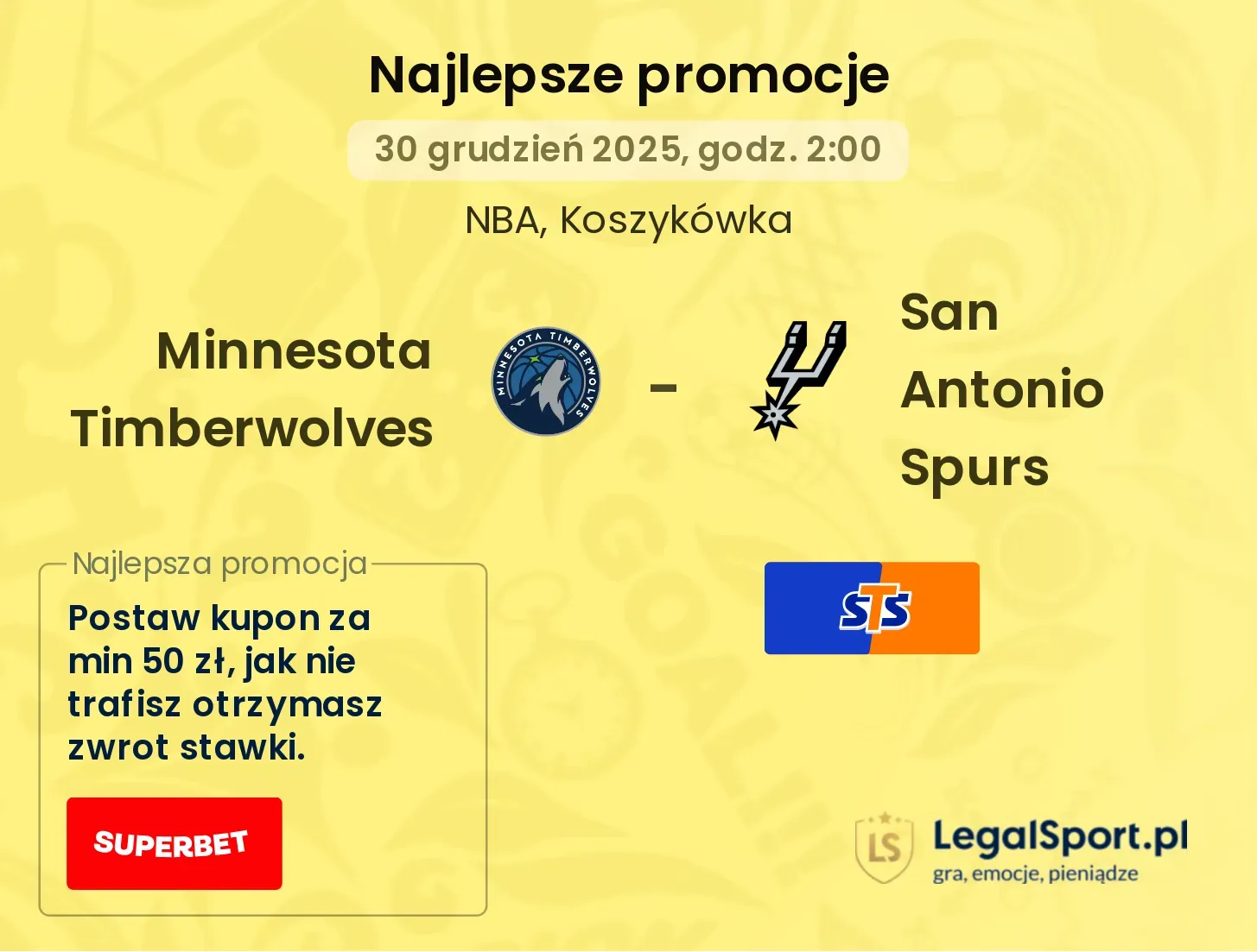 Minnesota Timberwolves - San Antonio Spurs promocje bukmacherskie