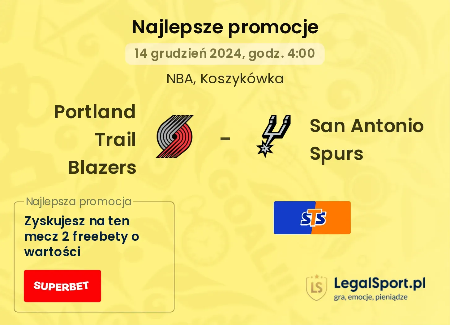 Portland Trail Blazers - San Antonio Spurs promocje u bukmacherów