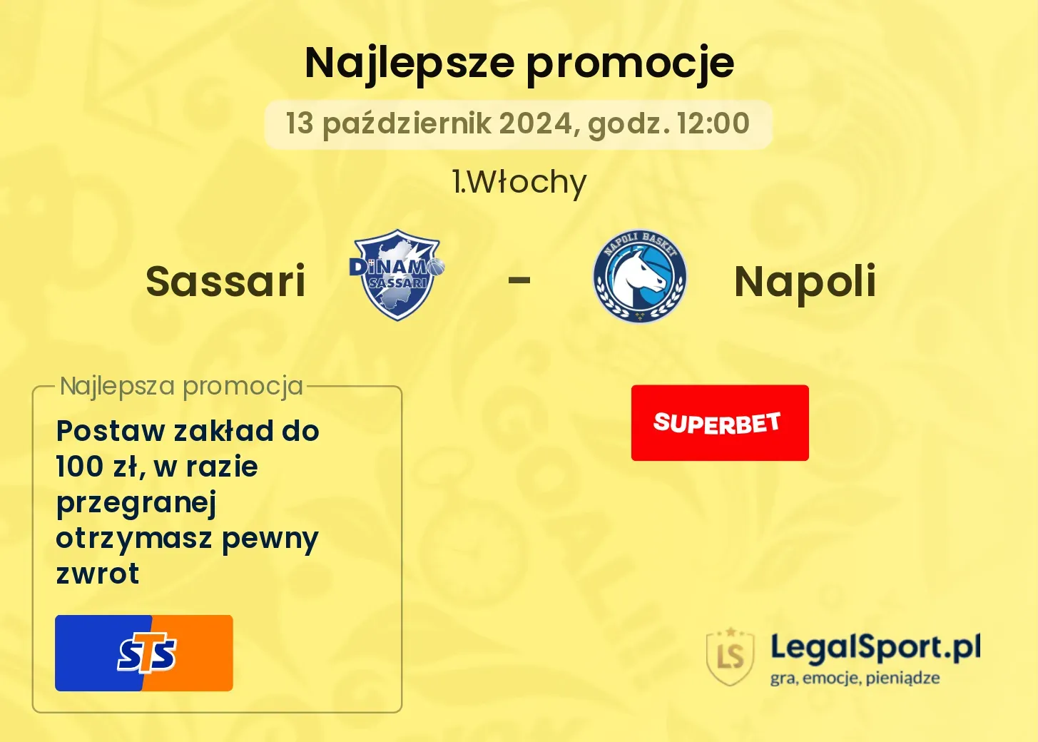 Sassari - Napoli promocje bonusy na mecz