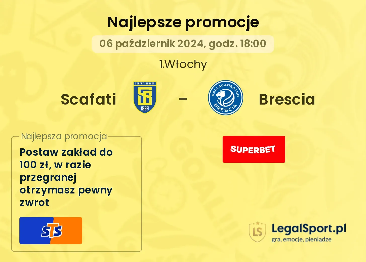 Scafati - Brescia promocje bukmacherskie 06.10, 18:00