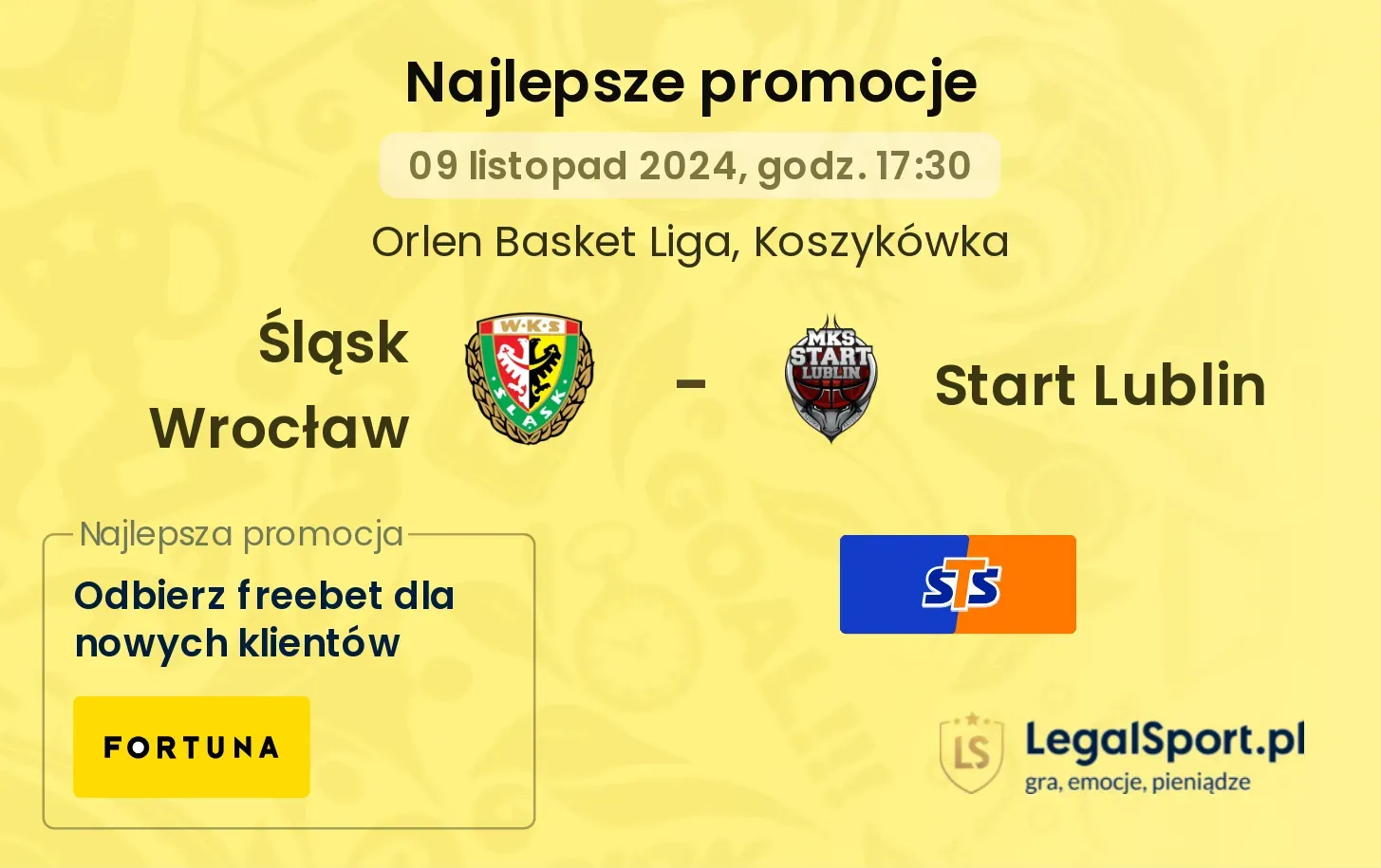 Śląsk Wrocław - Start Lublin promocje bonusy na mecz