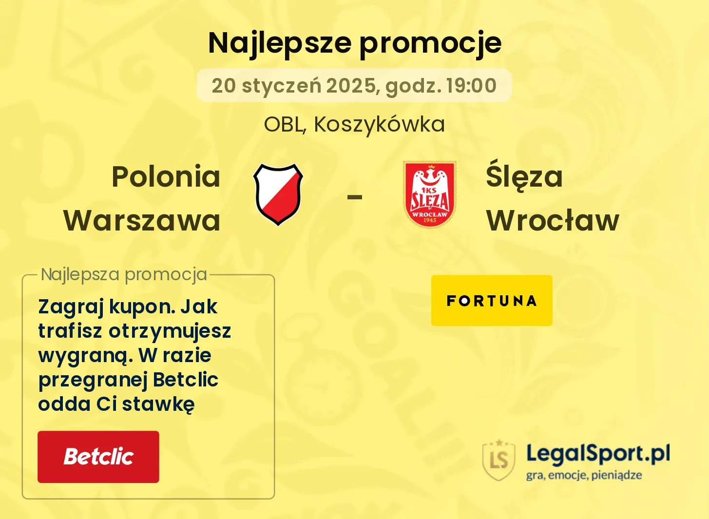 Polonia Warszawa - Ślęza Wrocław promocje u bukmacherów