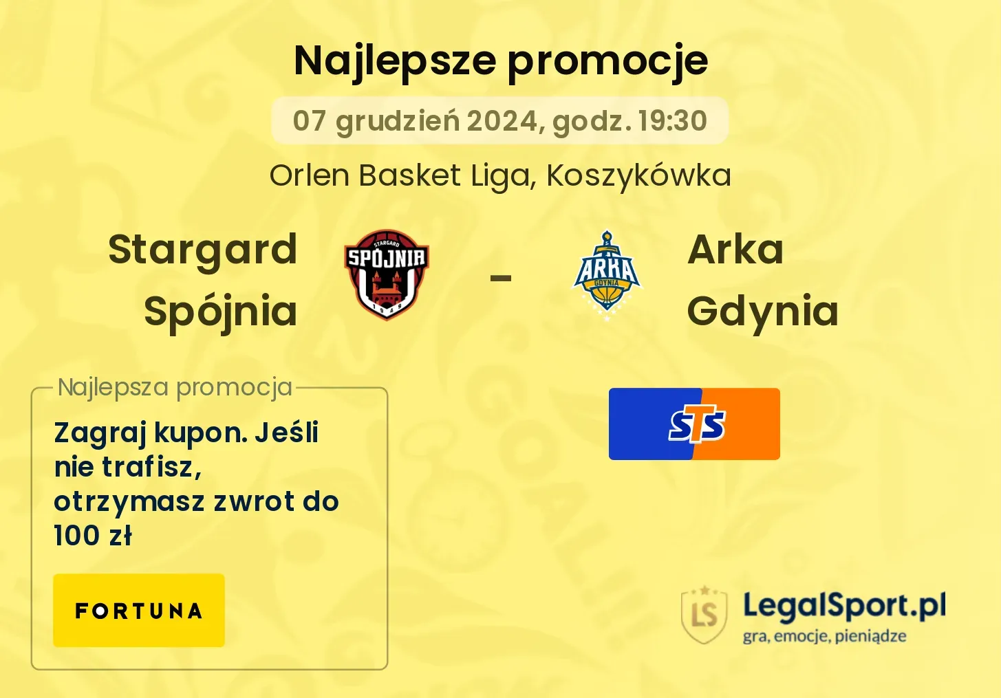 Stargard Spójnia - Arka Gdynia promocje bonusy na mecz