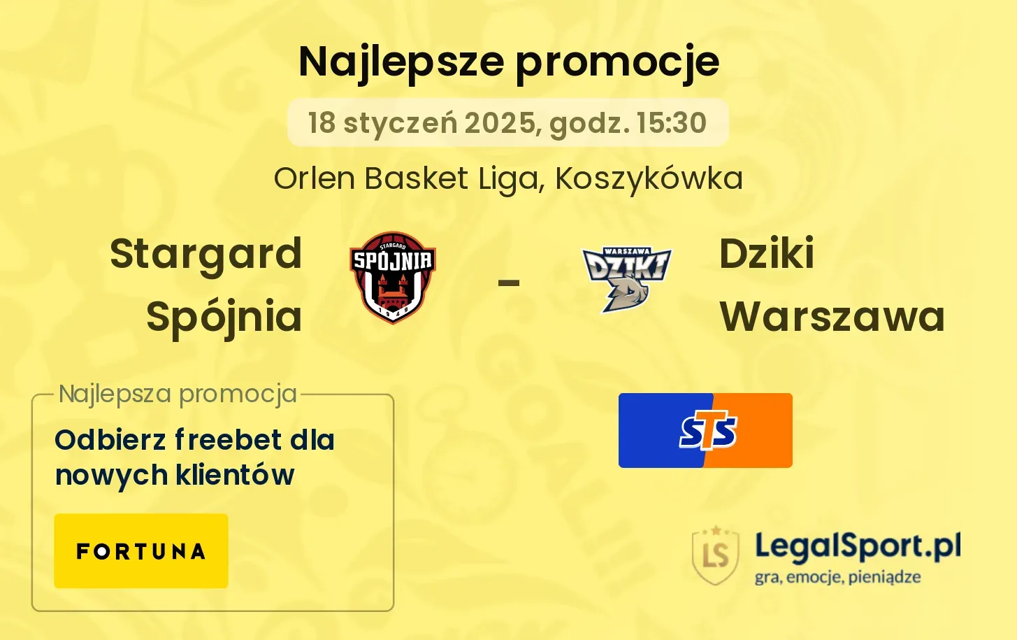 Stargard Spójnia - Dziki Warszawa promocje bonusy na mecz