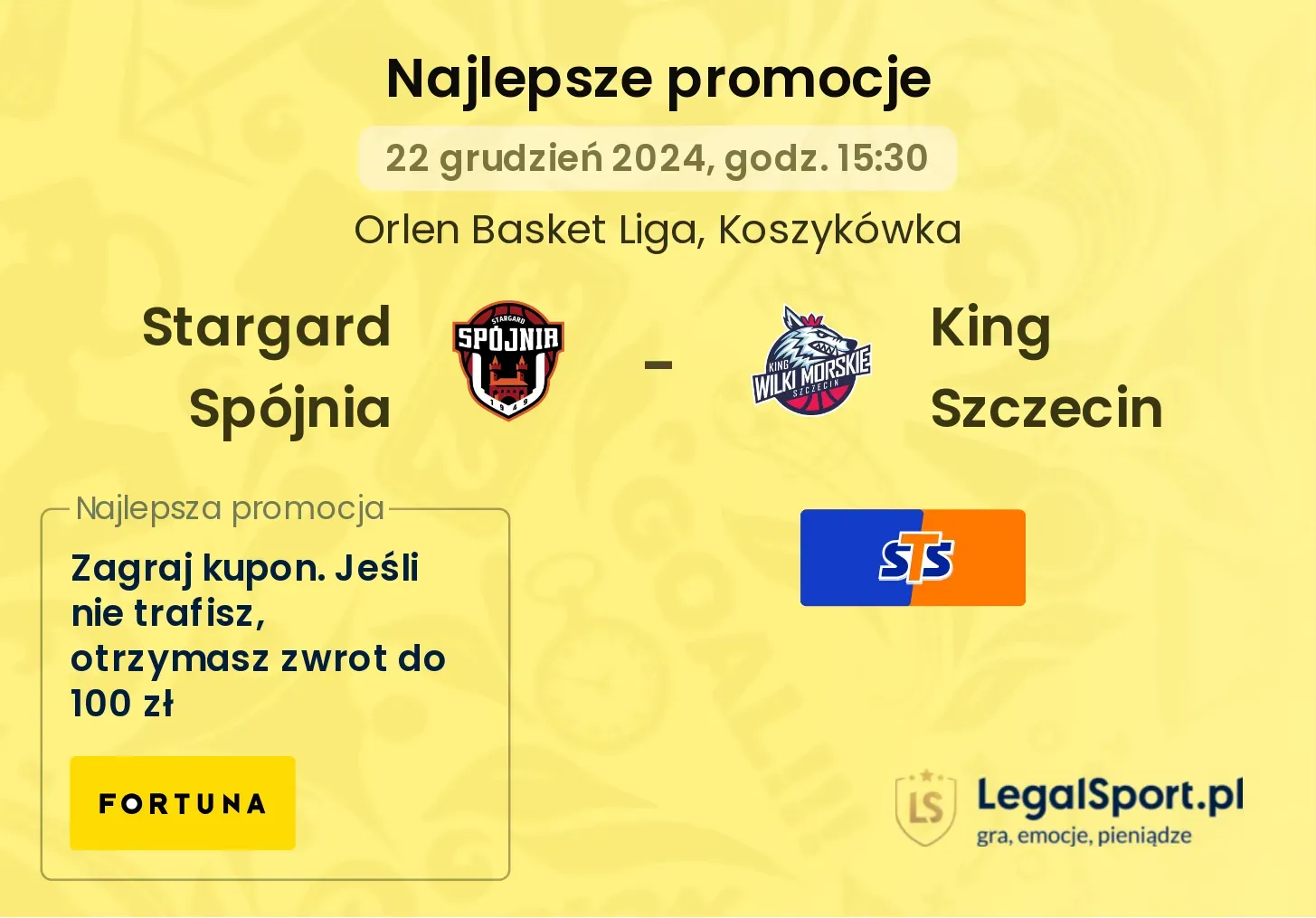 Stargard Spójnia - King Szczecin promocje bonusy na mecz