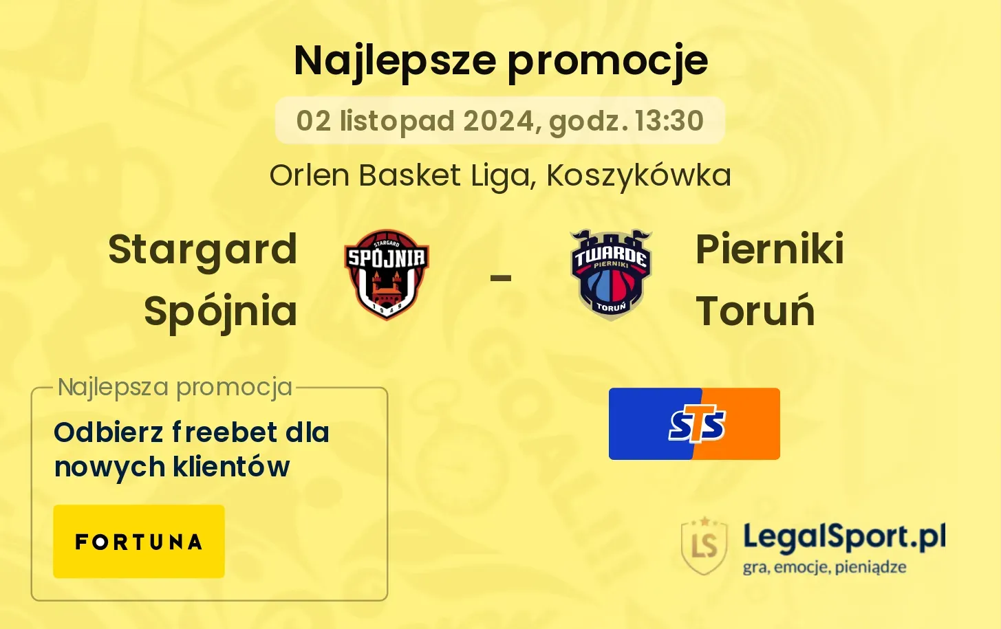 Stargard Spójnia - Pierniki Toruń promocje bonusy na mecz