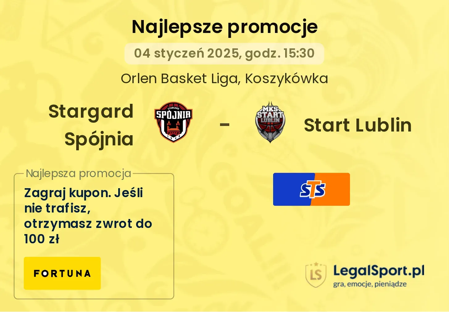 Stargard Spójnia - Start Lublin promocje bonusy na mecz