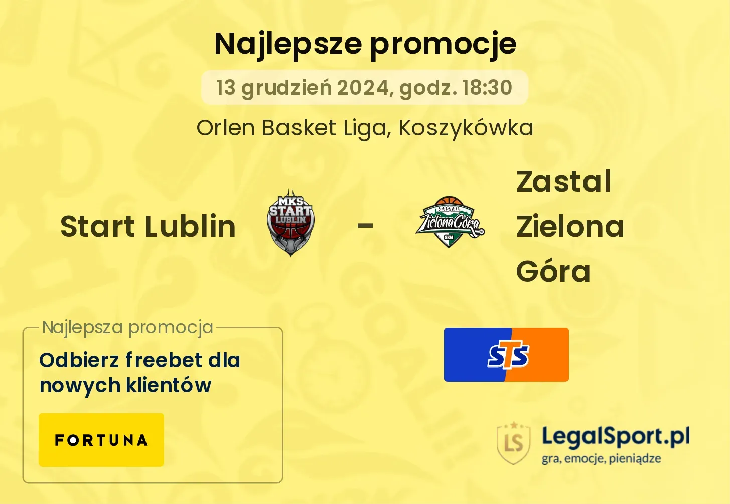 Start Lublin - Zastal Zielona Góra promocje bonusy na mecz