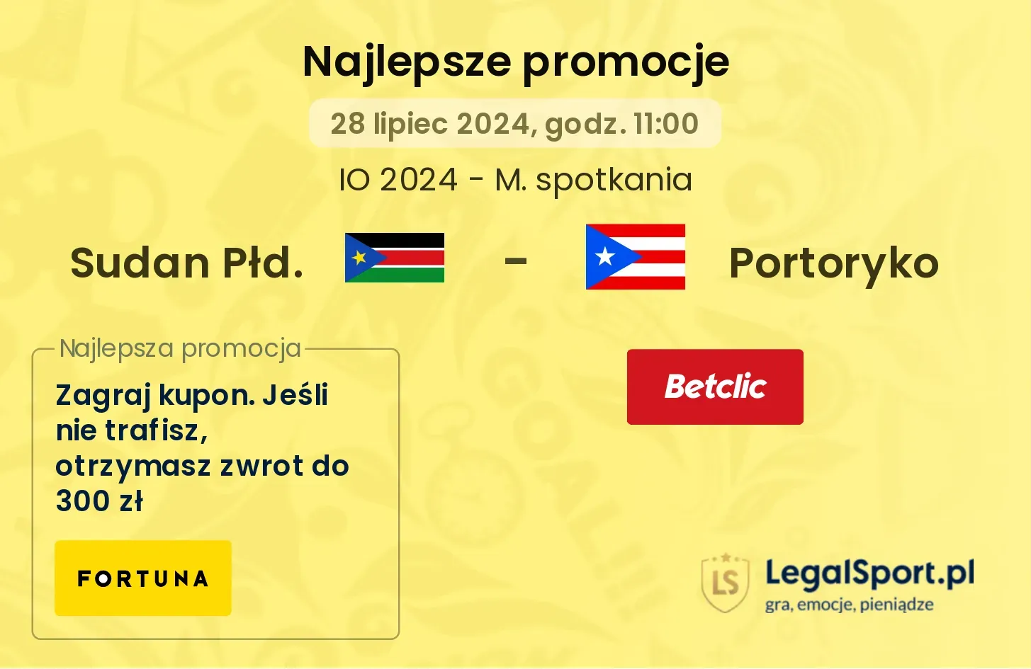 Sudan Płd. - Portoryko promocje bonusy na mecz