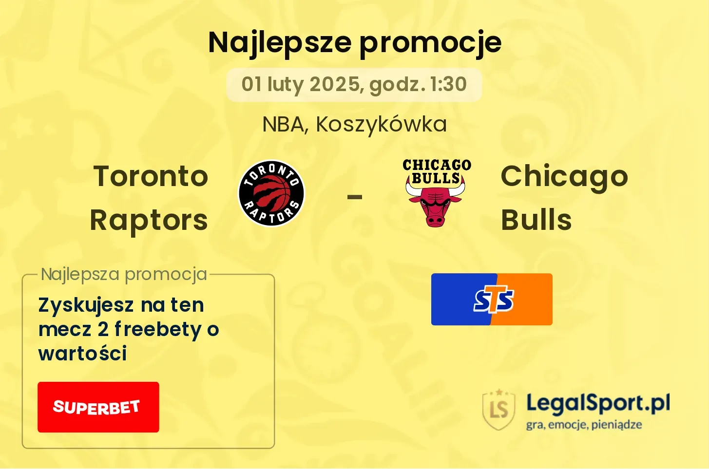 Toronto Raptors - Chicago Bulls promocje bonusy na mecz