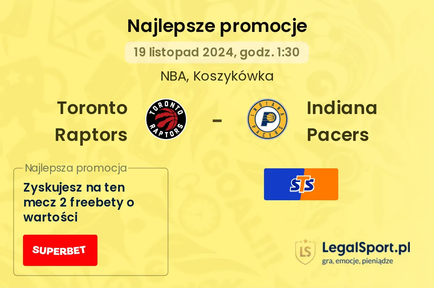 Toronto Raptors - Indiana Pacers promocje bonusy na mecz