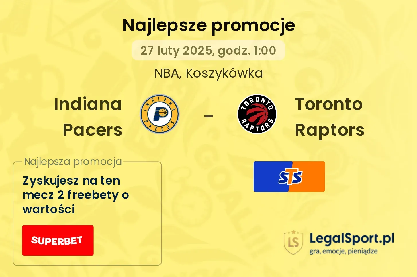 Indiana Pacers - Toronto Raptors promocje bukmacherskie