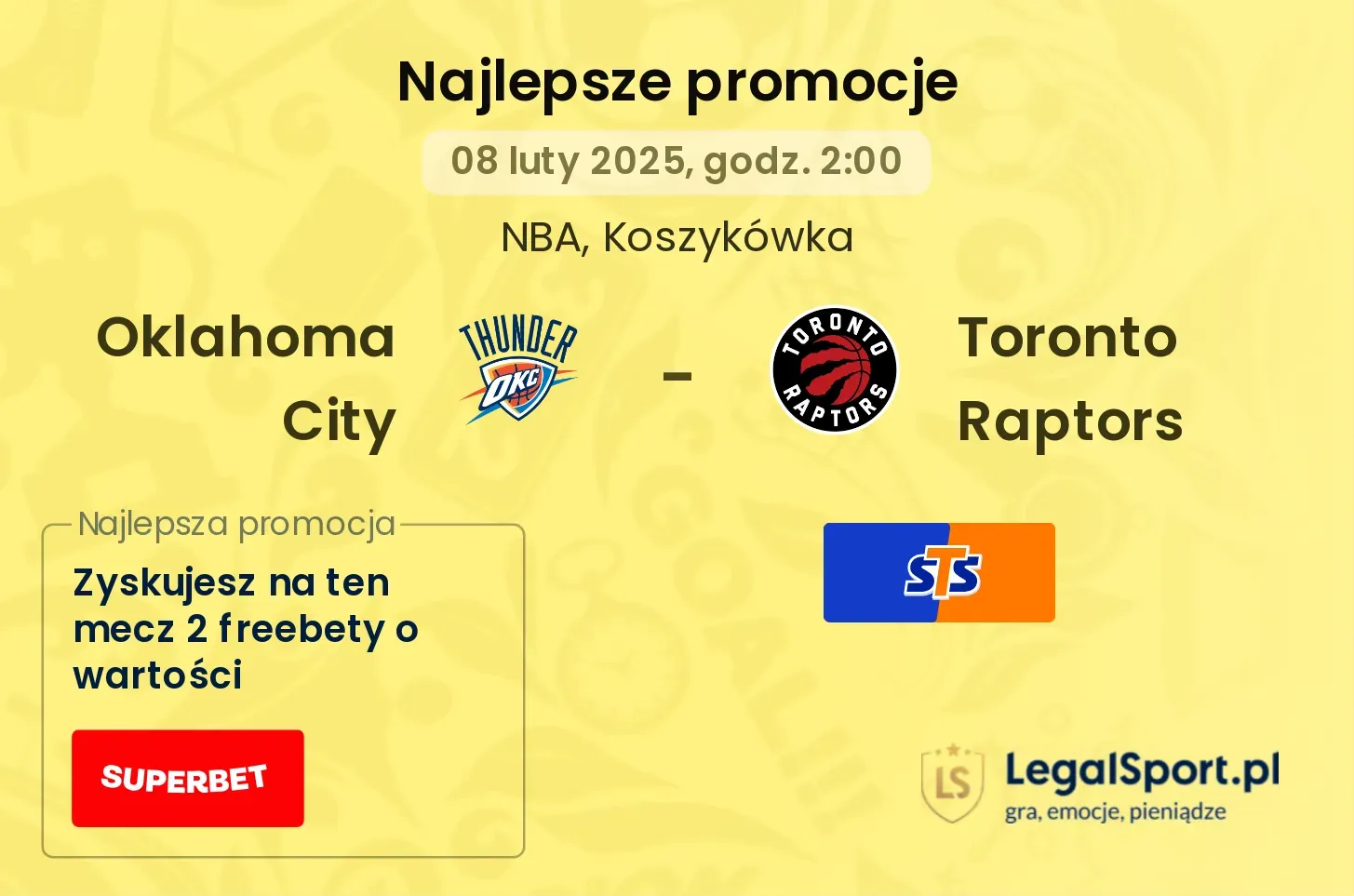 Toronto Raptors - Oklahoma City promocje bonusy na mecz