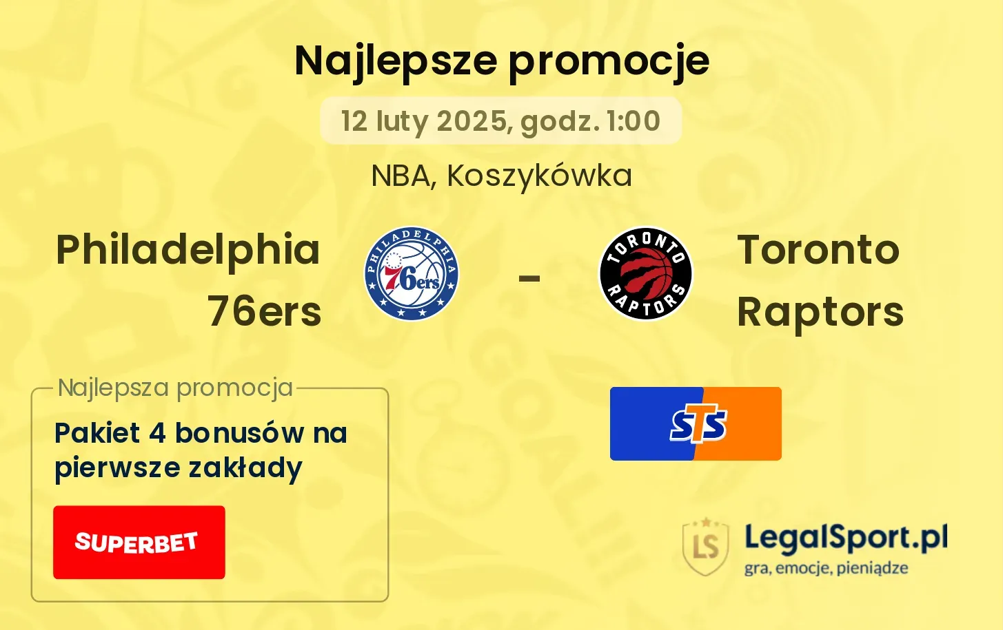 Philadelphia 76ers - Toronto Raptors promocje u bukmacherów