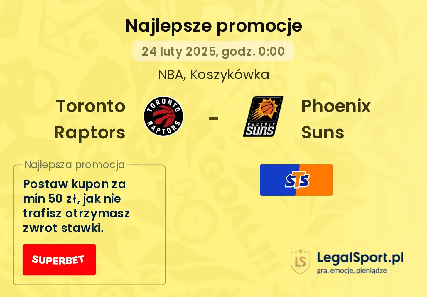 Toronto Raptors - Phoenix Suns promocje bonusy na mecz