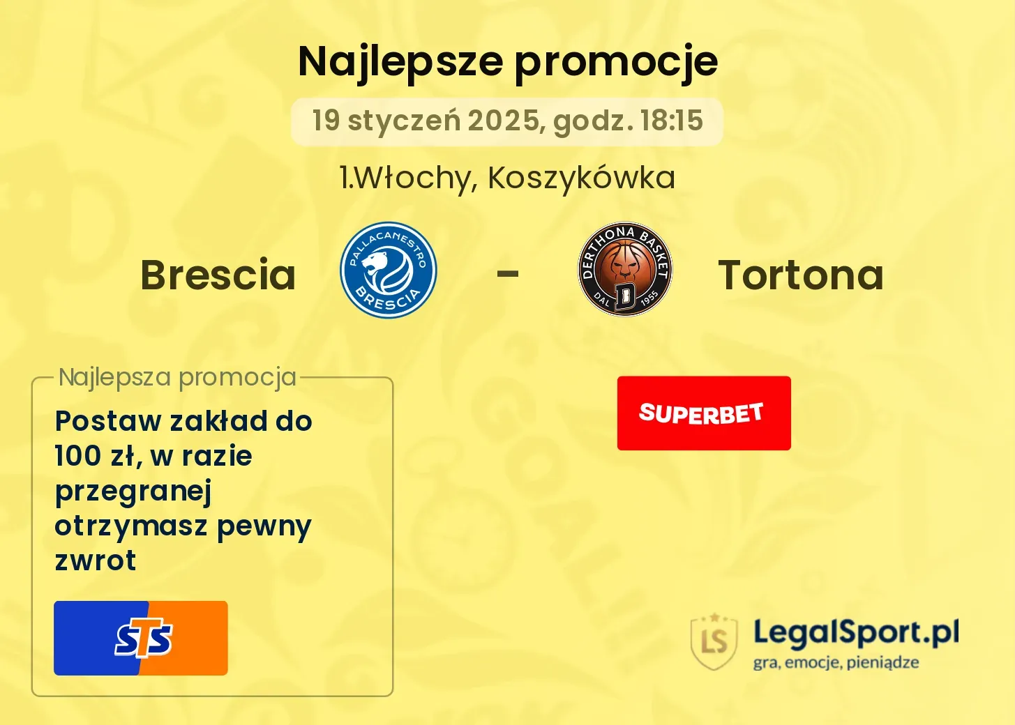 Brescia - Tortona promocje bukmacherskie