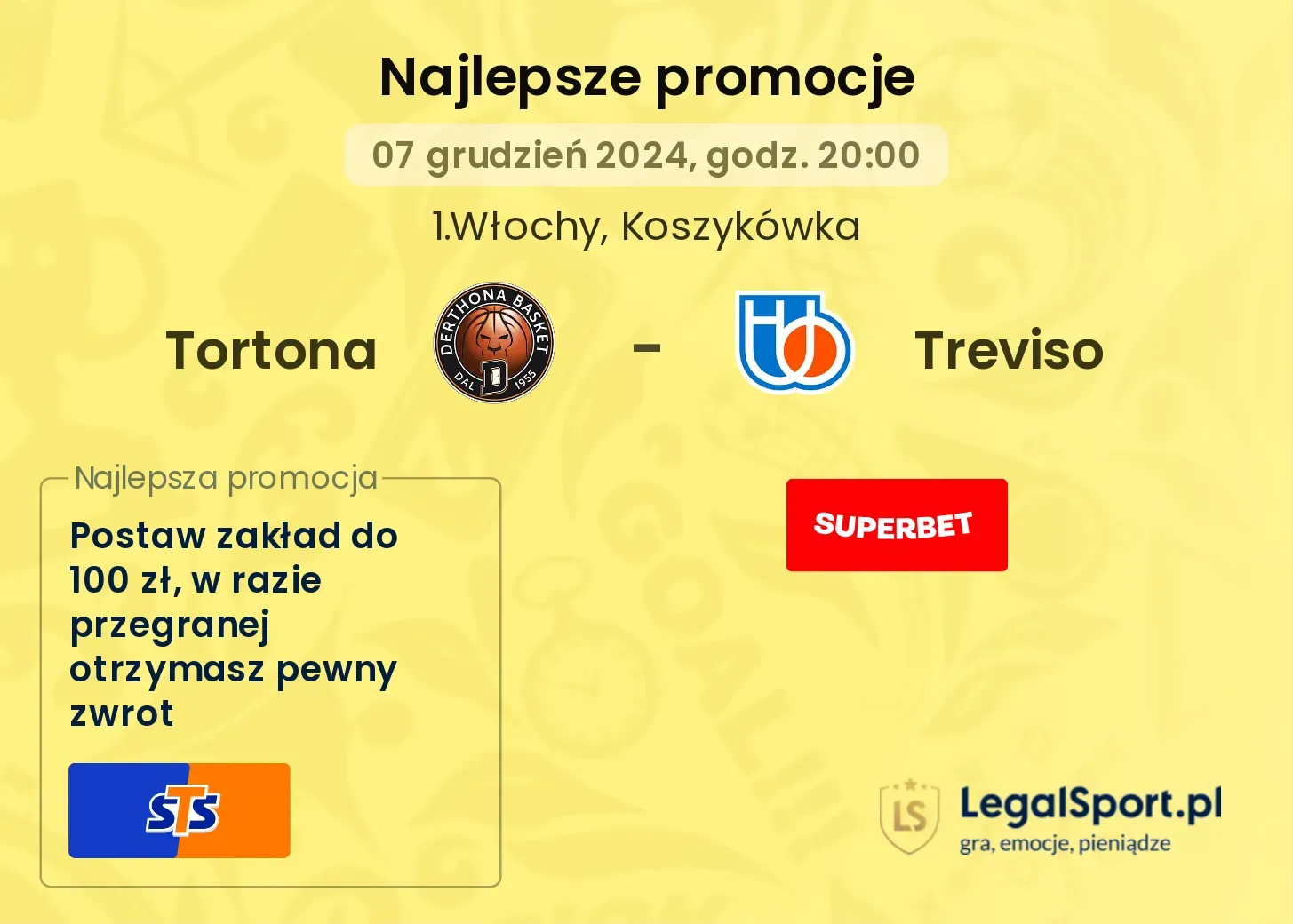 Tortona - Treviso promocje bonusy na mecz