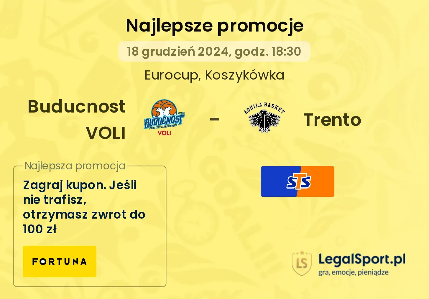 Buducnost VOLI - Trento promocje u bukmacherów