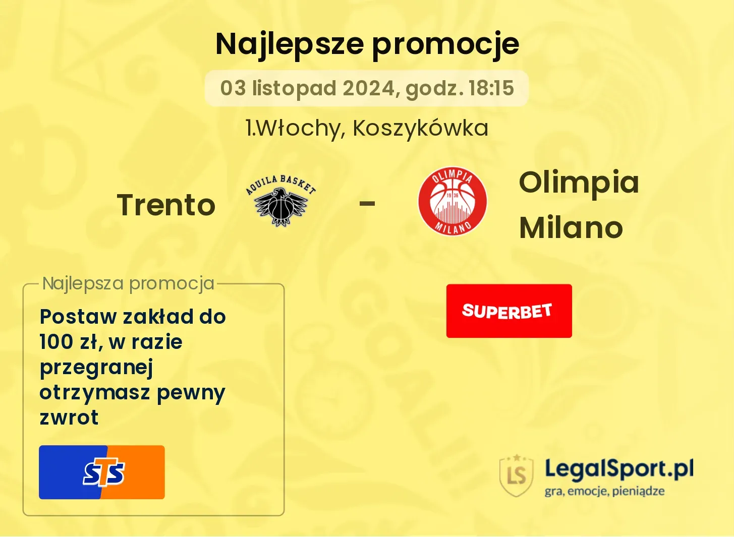 Trento - Olimpia Milano promocje bonusy na mecz