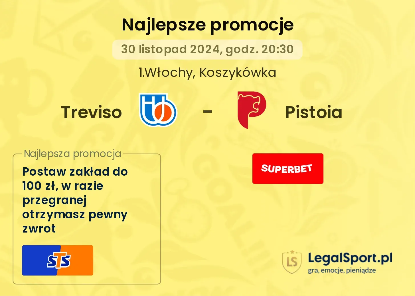 Treviso - Pistoia promocje u bukmacherów