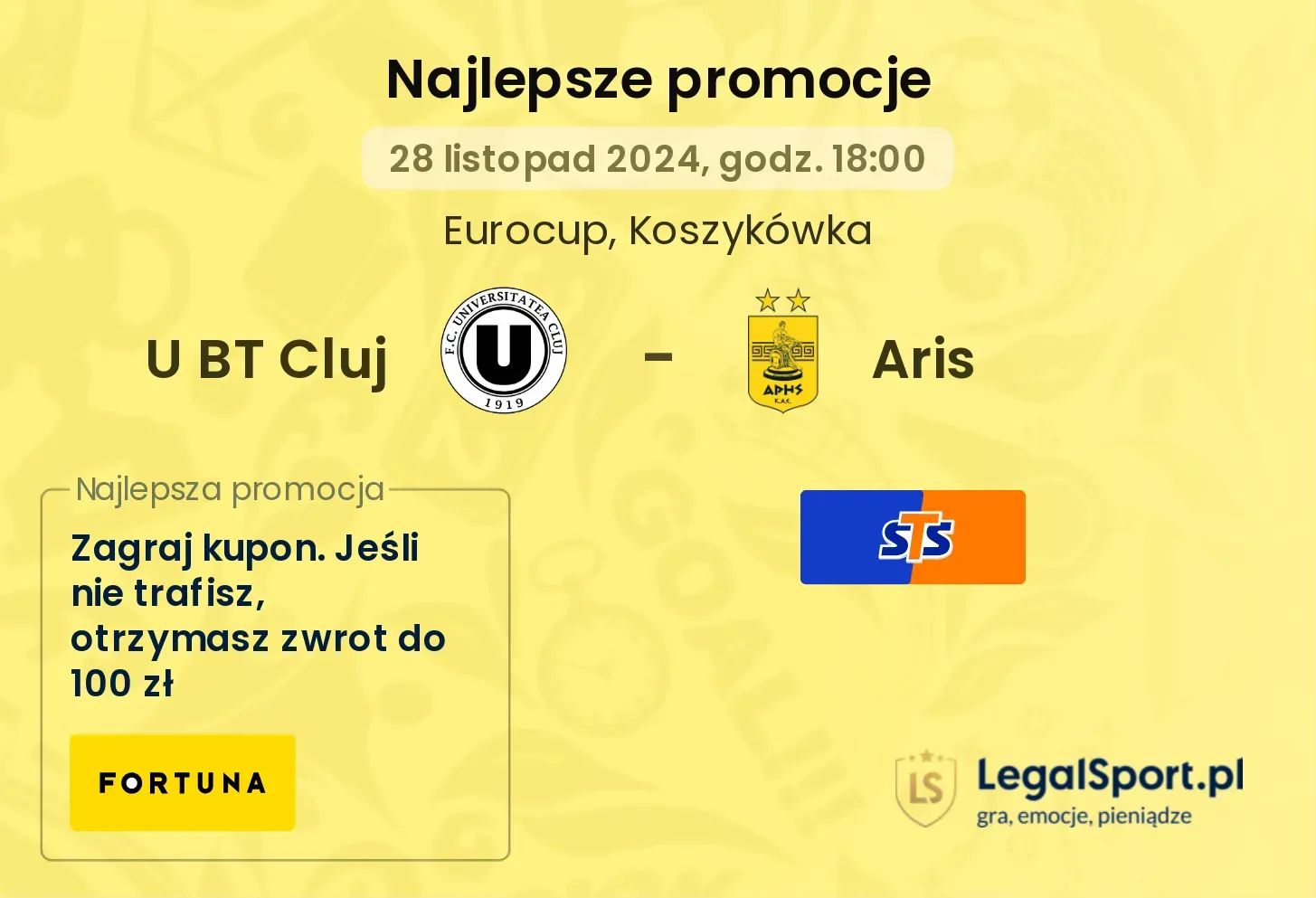 U BT Cluj - Aris promocje bonusy na mecz