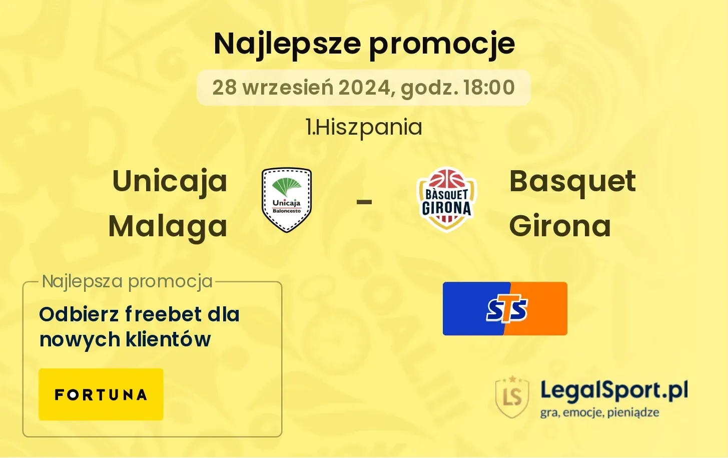 Unicaja Malaga - Basquet Girona promocje bonusy na mecz