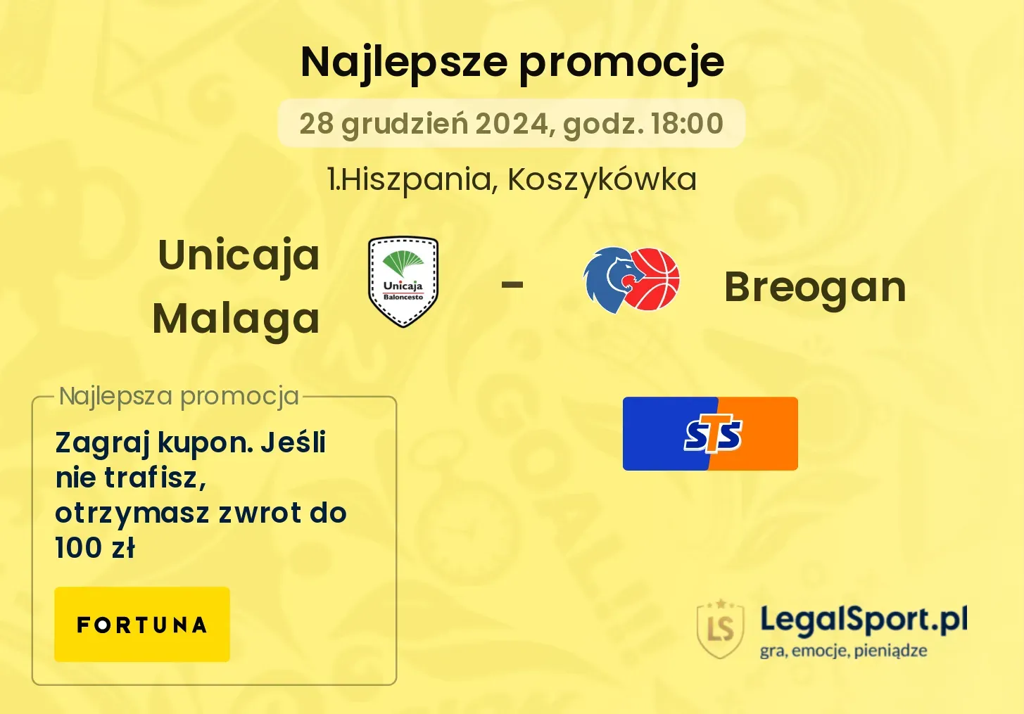 Unicaja Malaga - Breogan promocje u bukmacherów