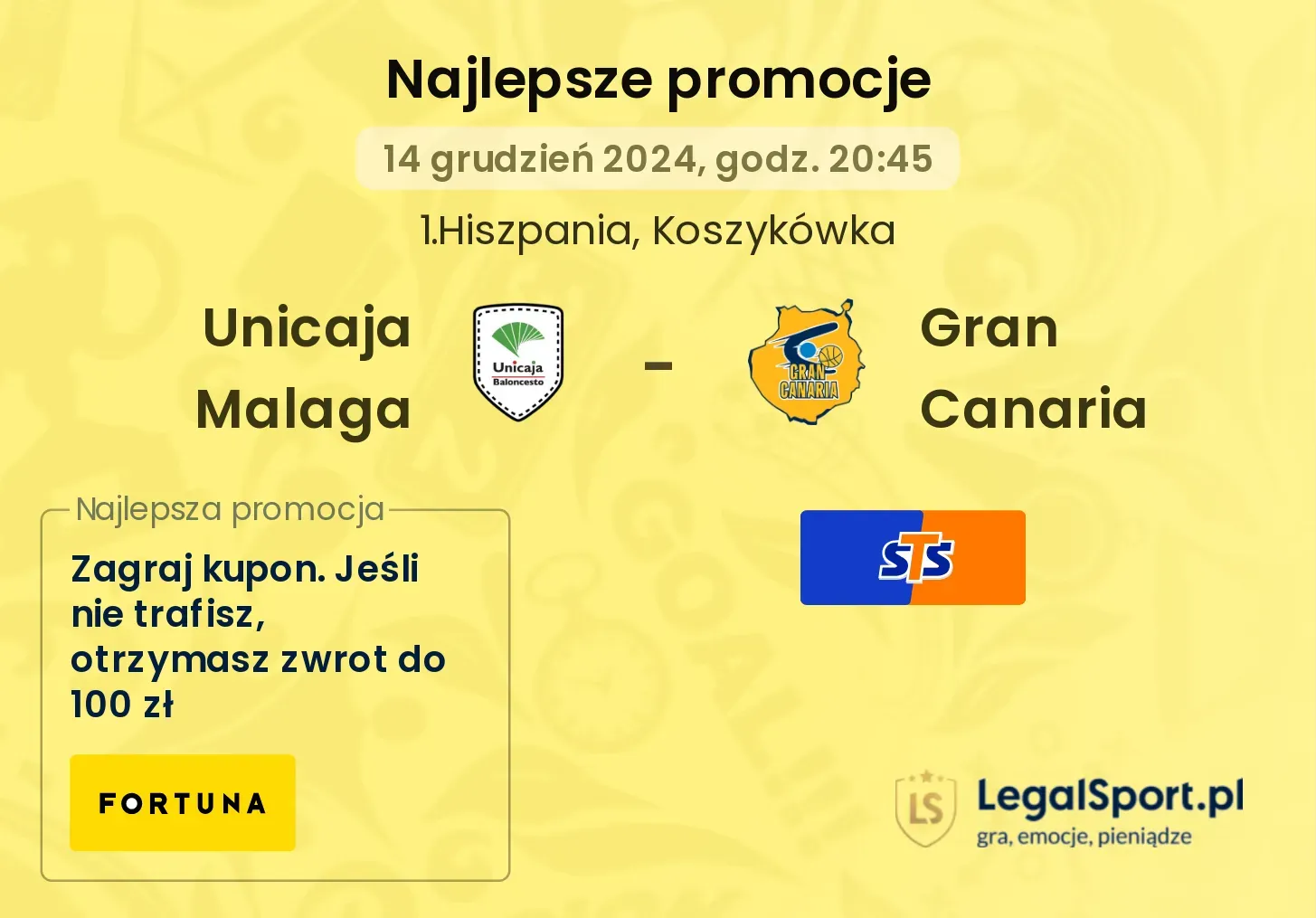 Unicaja Malaga - Gran Canaria promocje bonusy na mecz