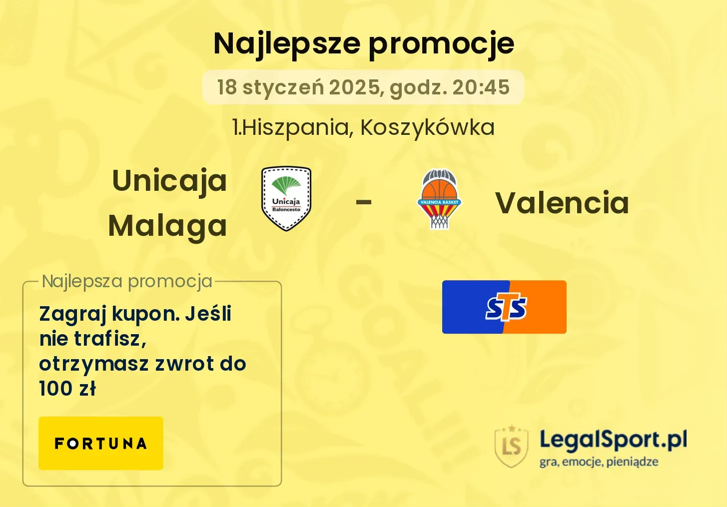 Unicaja Malaga - Valencia promocje bonusy na mecz