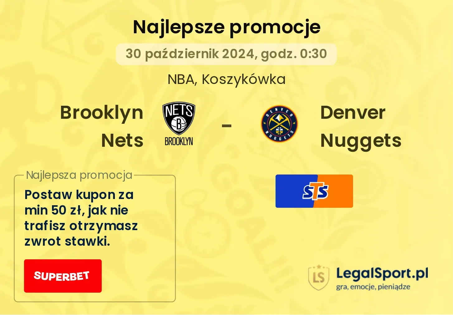 Brooklyn Nets - Denver Nuggets promocje bonusy na mecz