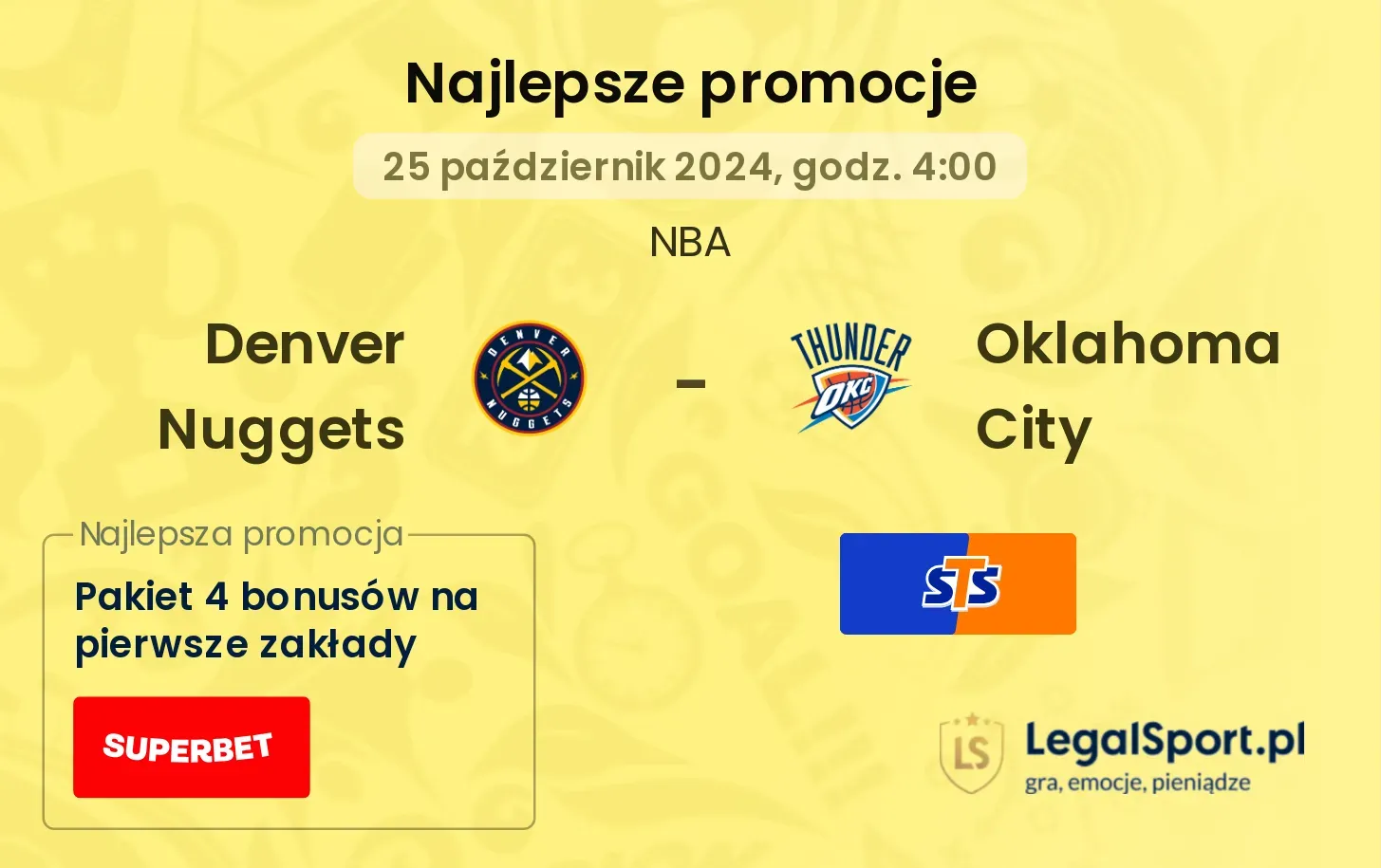 Denver Nuggets - Oklahoma City promocje bonusy na mecz