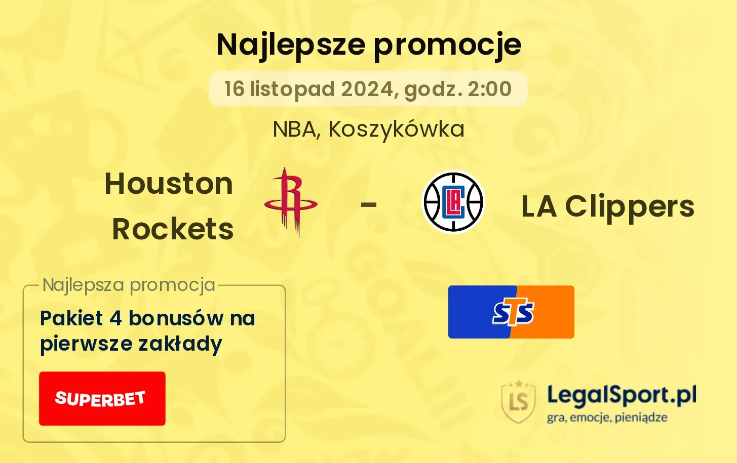 Houston Rockets - LA Clippers promocje bonusy na mecz