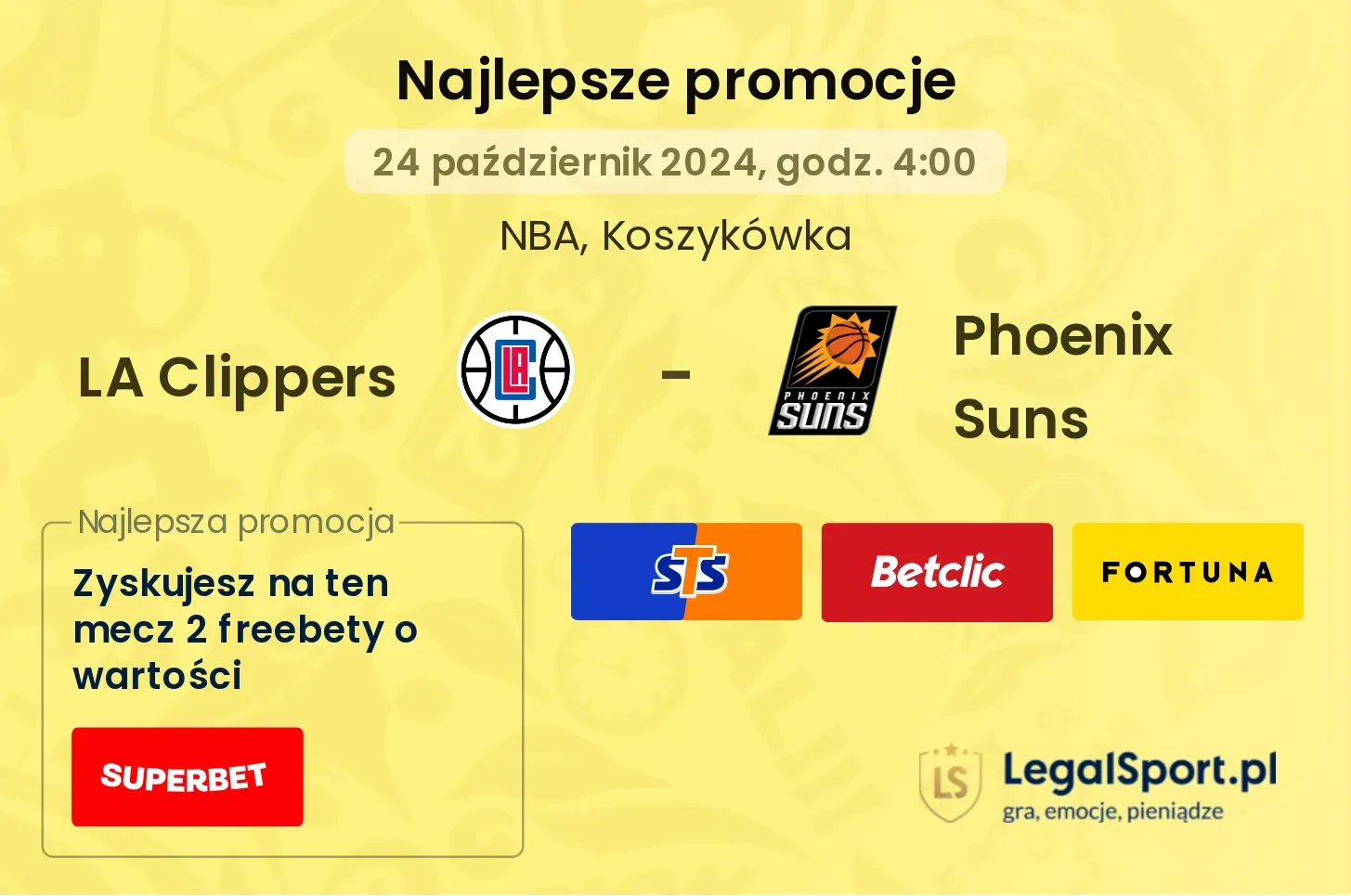 LA Clippers - Phoenix Suns promocje bonusy na mecz