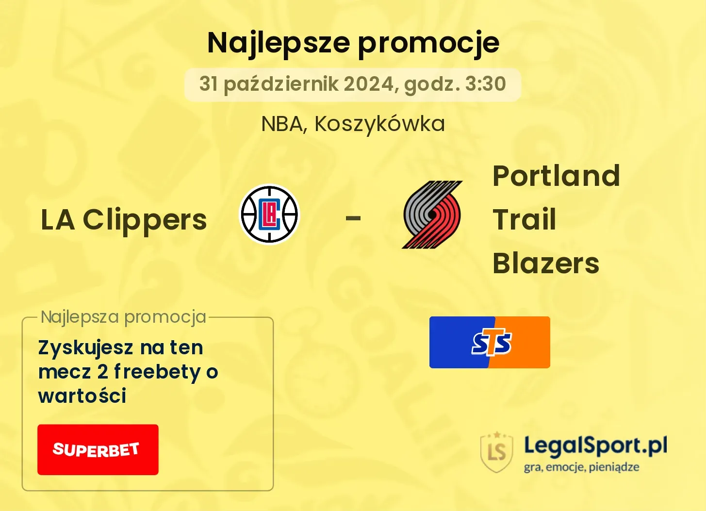 LA Clippers - Portland Trail Blazers promocje bonusy na mecz