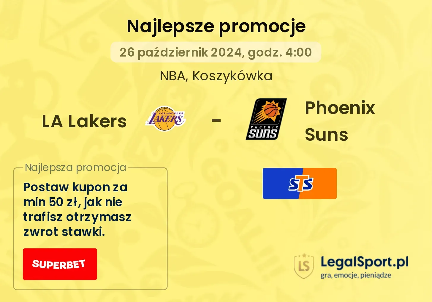 LA Lakers - Phoenix Suns promocje bonusy na mecz