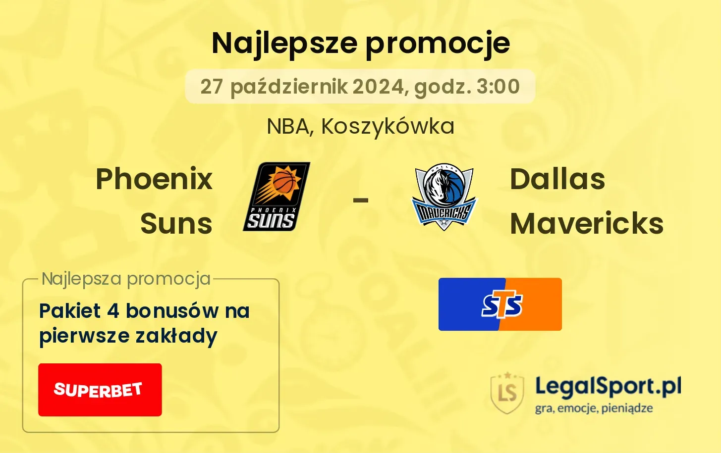 Phoenix Suns - Dallas Mavericks promocje bonusy na mecz