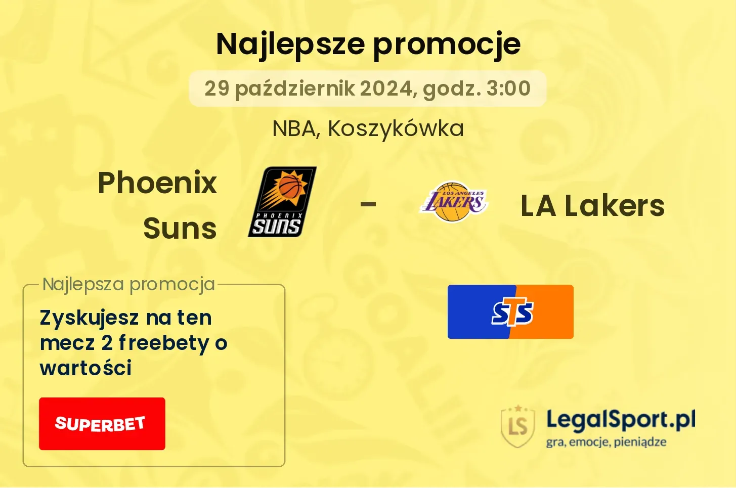 Phoenix Suns - LA Lakers promocje bonusy na mecz