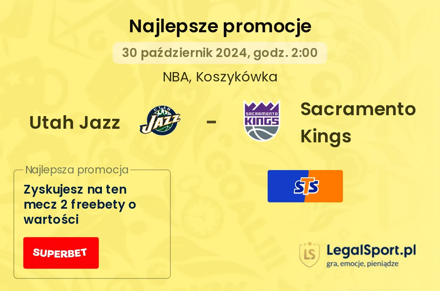 Utah Jazz - Sacramento Kings promocje bonusy na mecz