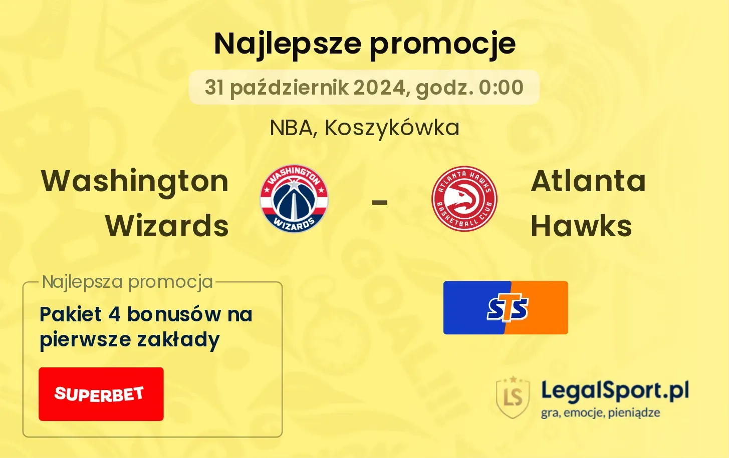 Washington Wizards - Atlanta Hawks promocje bonusy na mecz