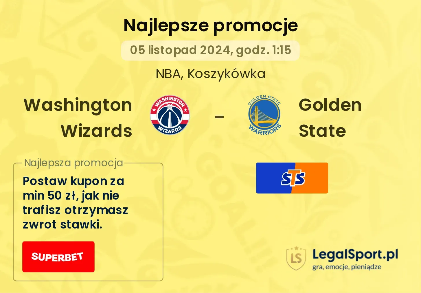 Washington Wizards - Golden State promocje bonusy na mecz