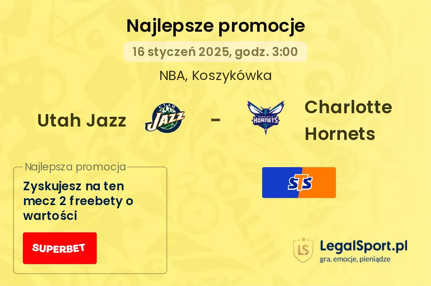 Utah Jazz - Charlotte Hornets promocje bonusy na mecz