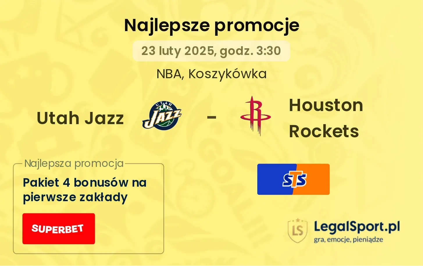 Utah Jazz - Houston Rockets promocje bonusy na mecz