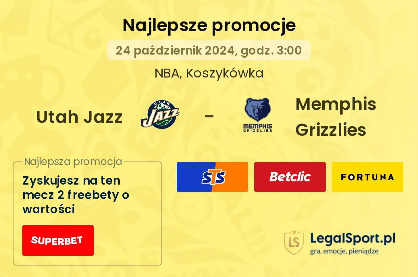 Utah Jazz - Memphis Grizzlies promocje bonusy na mecz